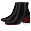 Туфли с красной подошвой, популярные модные женские короткие ботильоны, ботильоны, сапоги на каблуке, роскошные женские туфли на каблуке с красной подошвой Turela b0eT #