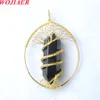 Tree of Life Natural Stone Gold Color Wire Wrapped Crystal Pendant f￶r smycken Making Halsband 10st/Lot Wholesale Bo966