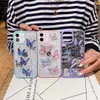 Femmes Clai de téléphone à paillettes pour iPhone 14 13 12 11 Pro Xs Max XR 8 7 Plus couverture de papillon de luxe Soft Shell Shockproof