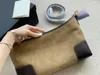 Light Khaki Suede Shoulder Bags Four Corners Stiff Calfskin Stitching Autumn Nubuck Leather Handbags Frosted Baguette Pattern Printing Long Strap Cross Body Bags