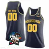 مخصص NCAA Michigan Wolverines كرة السلة ترتدي القميص 12 محمد ألي عبد الرحكم 55 إيلي بروكس 2 بوول خياطة نهائي أربعة جيرسي صفراء صفراء بيضاء