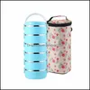 Dinnerware Sets 5-6 Layer Stainless Steel Lunch Box School Office Portable Storage Container Round Japanese Bento For Kid Carshop2006 Dh6Jz