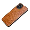 Étui de téléphone en cuir véritable à motif d'alligator pour iPhone 14 13 12 Mini 11 Pro Max XR 7 8 Samsung Galaxy Note20 Coque de protection professionnelle ultra robuste à imprimé crocodile