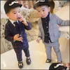 Set di abbigliamento Bambino Bambino Ragazzi Abiti da gentiluomo Bello formale Primavera Autunno Bambini Ragazzo Vestiti Cappotto Pantalone 1 2 3 4 5 Anni Bambino Mxhome Dhnlo