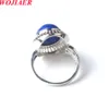 Women Girl Finger Rings Oval Natural Stone Cabochon Mookaite Jasper Onyx Rhodochrosite Resizable Wedding Ring BZ911