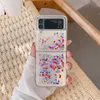 Cas pour Samsung Galaxy Z Flip4 Flip3 5G Glitter Coloful Sequins Liquid Quicks Sand Bling Love Entendre le couvercle arri￨re TPU clair