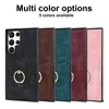 Shockproof Vintage Leather Card Slots Wallet Cases For Samsung Galaxy S22 Ultra S21 FE S20 Plus Note 20 Ring Kickstand Phone Cover Funda