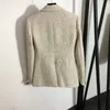 Giacca da donna vintage in tweed da donna, cappotto da giacca su misura, cappotto da passerella di Milano, abito da designer di lusso, lettere, ricamo, top, completo con bottoni a lettere