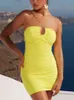 Mozision Halter Backless Ruched Mini Dress Women's Summer Sleeveless Bodycon Dresses Women Beach Party Clubwear Dress Vestidos T220819