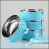 Dinnerware Sets 5-6 Layer Stainless Steel Lunch Box School Office Portable Storage Container Round Japanese Bento For Kid Carshop2006 Dh6Jz