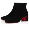 Chaussures Red-Bottoms populaires Femmes à la mode Bottines courtes Robe Bottines Talons Bottes de luxe Semelles rouges Talon Femmes Pompes Turela b0eT #