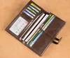 Man 7718 Designer Vintage Long Wallets Anti Theft Brush Classic Genuine Leather 2 Fold Card Holders Fashion Casual Male Cell Phone Clutch Pocket Coin Purse