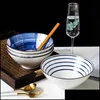 Bowls Lingao Ceramic Tableware Noodle Bowl Home Ramen Ins Style Soup اليابانية حساء الأرز 8 بوصة التسليم 2021 H Carshop2006 Dhomr