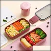 Set di stoviglie in stile giapponese Mti-Layer Lunch Box Container Storage Bento portatile a prova di perdite per bambini con tazza da zuppa Bre Carshop2006 Dhpzu