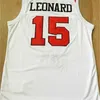 NCAA College # 15 Kawhi Leonard Jersey Bleu Blanc Université Cousu Kawhi Leonard Basketball Maillots Chemises