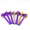 Wholesale Thick heady Pyrex 10cm Electroplate Glass Oil Burner Pipe Colorful Great Big Tube Nail tips smoking pipes