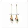 Baumeln Kronleuchter Vintage Barock Perle Ohrringe Frauen Blume Handaufzug Design Elegante Naturstein Eardrop Mode Bdesybag Dhldb