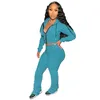 Fall Sportswear Women Tracksuits Fashion Zipper Hooded Sweater Crop Top Stacked Pants Suit Sports Outfits 2 Pieces Set