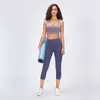 NWT L-146 H￶g midja Yoga beskurna leggings kvinnor ingen fr￤mre s￶m naken k￤nsla fitness sport capri byxor gym running tight trebants