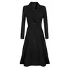 Vintage Vrouwen Warm Jasje Winter Revers Knop Effen Uitloper Famale Mode Abrigo De Mujer Dames Overjas Outwear1