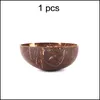 Bowls Coconut Shell Bowl Stainless Steel Spoon Fork Fruit Salad Natural Kitchen Noodles Rice Crafts Ornaments Drop Delive Carshop2006 Dh2Lx