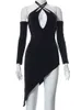 Mozision svart halter rygglös klänning kvinnor sommar ihålig ut-axel sexig festklubbklänningar kvinnlig mode elegant klänning t220819