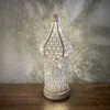 Objets Décoratifs Figurines Marocain Rétro Creux Led Vent Lampe Blanc Fer Art Lanterne Romantique Paysage Lumière Salon Ambiance Ou