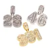 NOVO GOLD 18K BLING CUBIC ZIRCONIA 0-9 Números Colar pingente Iced Out