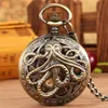 Pocket Watches bl￤ckfisk m￶nster mekanisk hand-vindande klocka rosguld romerska siffror ringer transparent skelett manuell h￤ngslockning urpocket