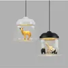 Lampes suspendues enfants créatifs dessin animé Animal lampe nordique Restaurant verre suspension salle à manger Loft décor LightsPendant