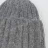 Gorro de invierno, gorro de piel de conejo auténtico para mujer, gorro cálido a la moda, gorro de punto Unisex, gorro sólido para la cabeza con cubierta para adultos