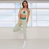 Calças de duas peças femininas Mulheres Mulheres Solidless Gym Conjunto de ginástica altos da cintura de faixa elástica Leggings Fitness Lifting Setswomen's Setswomen's