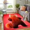 Tapetes gornando vermelho panda impressão de carpete hall tapete de moda fofa urso garotinha decoração de casca de tapete de yoga matcarpets