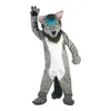 Plush Grey Fox Wolf Husky Dog Mascot Costume Canine Animal Fursuit kl￤der f￶r Halloween Party Adults Mascots outfit