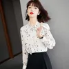 Camicette da donna Camicie Camicetta da donna in chiffon Camicia stampata di grandi dimensioni Elegante maniche lunghe estive Top casual Stile coreano Allentato Fem