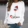 Women's Hoodies Sweatshirts Aankomst 2022 Fashion Women Christmas Print O-Neck lange mouw pullover top los sweatshirt vrouwelijke kleding ye