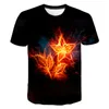 T-shirts pour hommes Personnalité d'été Lotus Fleurs Tshirt Men 3D T-shirt imprimé Tops Flame à manches courtes Slim Harajuku Mens Clothin