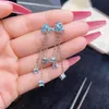 Dangle & Chandelier Fine Jewelry 925 Sterling Silver Inlaid Natural Sky Blue Topaz Women Trendy Fashion Tassels Gem Eardrop Earrings SuppoDa