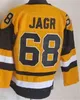 Men Hockey Vintage 68 Jaromir Jagr Retro Jersey for Sport 팬 홈 블랙 흰색 블루 옐로우 레드 어웨이 자수 및 꿰매는 통기성