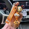 Cartoon Animal Key Chain PVC Zebra Giraffe Funny Toy Keychain Car Key Ring Holder Party Birthday Gifts For Women Bag Charms