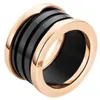 Designer Jewelry Luxury men women ring bulg 18K Gold Inlaid Ceramic Band Rings Fashion Accessories Couples Creative Designer Gifts