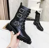 Designer Women Boots Glossy Leather Re-Nylon Boot Martin Boots Brand Girls Boys Rubber Booties Fashion Comfortable Lace-Up Shoes 35-41