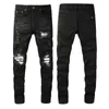 Mens Designer Jeans Star High Elastics Distressed Strappato Slim Fit Motociclista Denim Per Uomo Moda Pantaloni Neri 2022 Alta Qualità