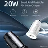 PD 20W ładowarki samochodowe Szybkie szybkie ładowanie USB C TYPEC Power Adapter ładowarka do iPhone'a 12 13 Pro Max Samsung S20 Tablet6472528