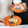 Dishes & Plates Creative Hand Painted Pumpkin Bowl Plate Cup Underglaze Ceramic Dinnerware Microwave & Dishwasher Safe Cute For ChildDis