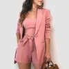 Kadınlar Suits Blazers Parça Kadın Blazer Mini Etek Katı Üstler Kadın İnce Seksi Siyah Etek Setleri Ofis Lady İş Giyim 2022 Korewomen's