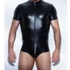 Мужские формы тела мода мужская искусственная кожа сексуальный черный мокрый вид. Костюм купальника боди боди.