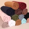 Schlichter Hijab, langer Schal, Schal für muslimische Frauen, plissiert, Baumwolle, Crinkle-Stirnband, Schleier, Schals, modisches islamisches Kopftuch, Wickeltuch, 180 x 95 cm