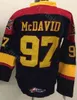 College Premier OHL Avec COA 97 Connor McDavid Edmonton Erie Otters Jersey Hommes Hockey Vintage Accueil Noir Extérieur Jaune Qualité