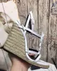 Moda Parti Düğün Cassandra Kama Espadrilles Tasarımcı Sandalet Deri Pompalar Saman Dokuma Ayrılık Gelinlik Ayakkabıları Ayak Bileği Kayışı Platformu Gladyatör Sandalet
